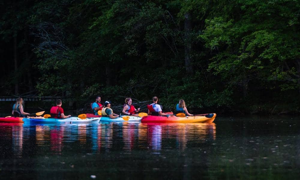 kayaking group of beginners