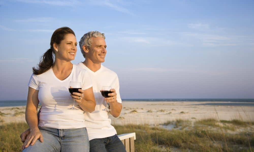 couple enjoying a glass of wine