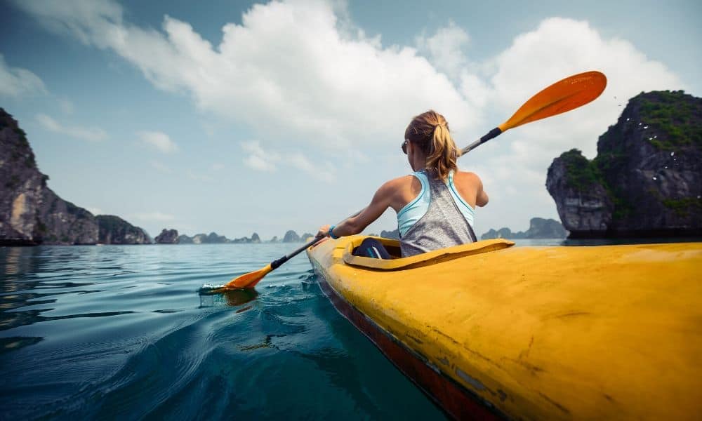 kayaker paddling